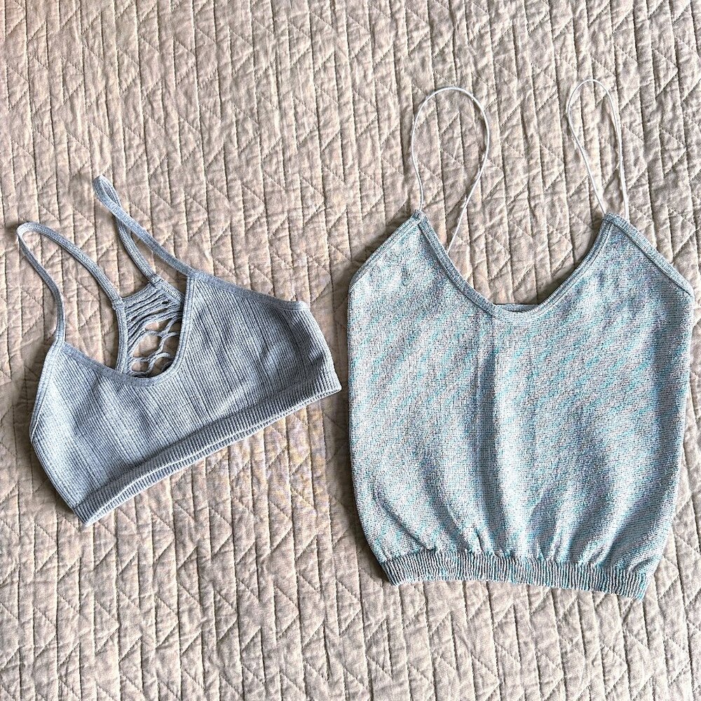 FREE PEOPLE Gray Bella Coachella Racerback Bra / Sparkle Brami Tank XS/S NWoT